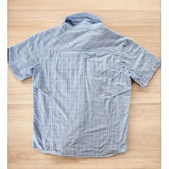 Columbia Shirt Mens L Plaid Blue Omni-Shade Shirt Short Sleeve Fishing Vented - Picture 2 of 6